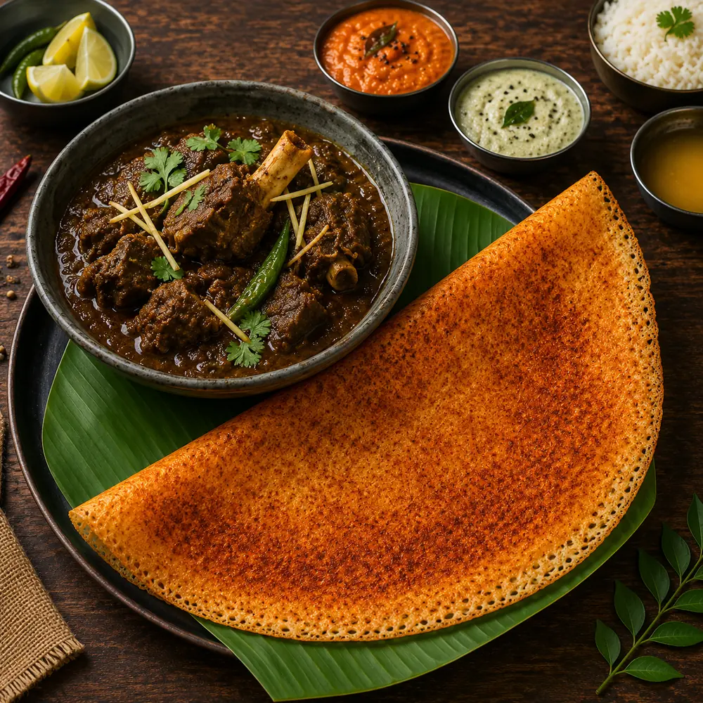 Dosa + Goat Curry